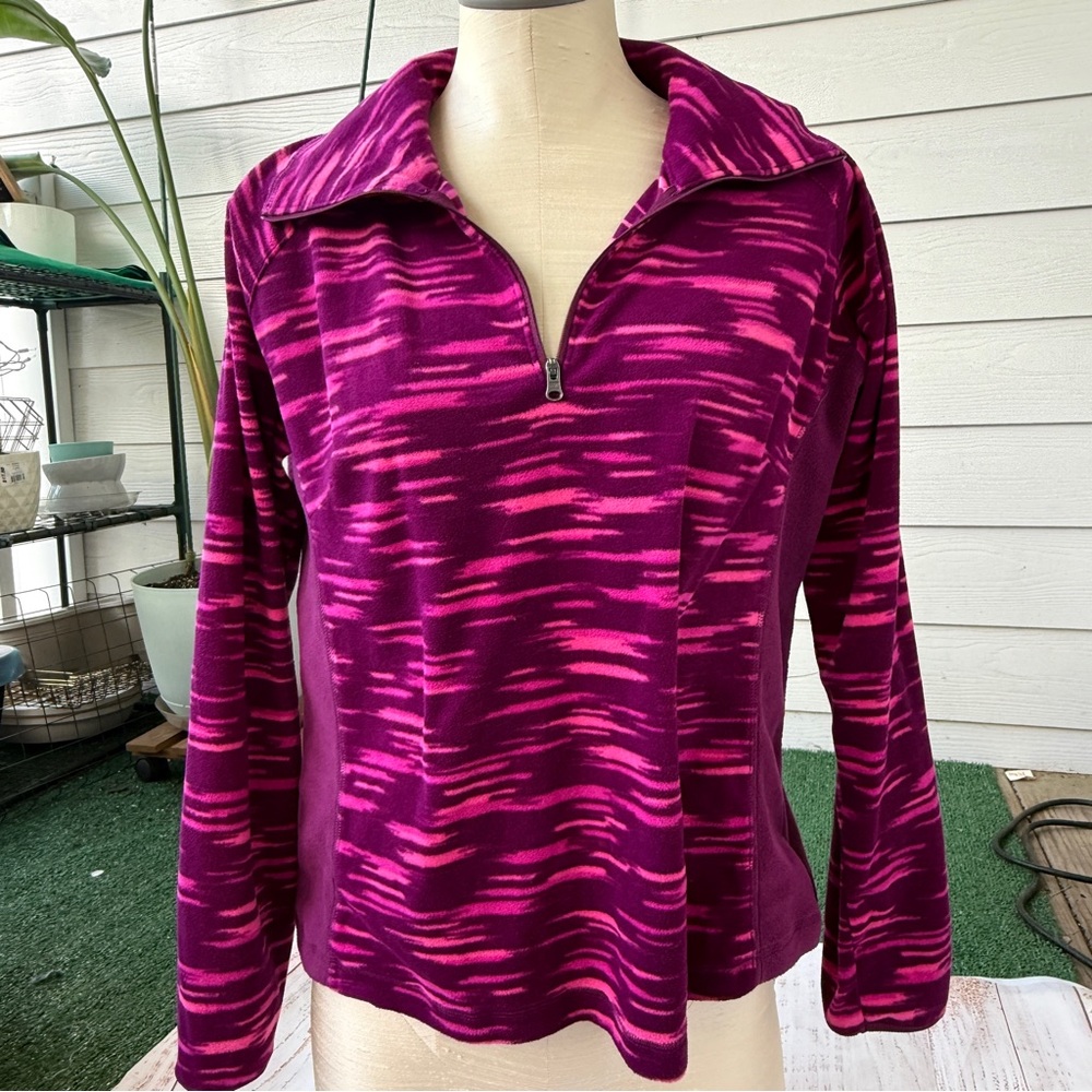 Columbia Women’s‎ Glacial Fleece Print Pullover Sweatshirt – Purple/Pink – XL